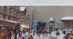 OLD FRANCE PAINTING FRENCH PARIS SNOWFALL FRANCESCO TAMMARO Frankreich malerei