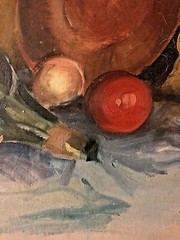 Vintage Oil Painting Wine Copper Platter Still Life Rockport Massachusetts