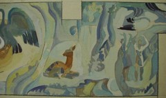 Ukrainian Soviet monumental painting sketch nature conservation animals birds