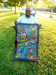 LOUISE NUMINA 100 x 60 cm Original Aboriginal Painting. Bush Medicine Leaves
