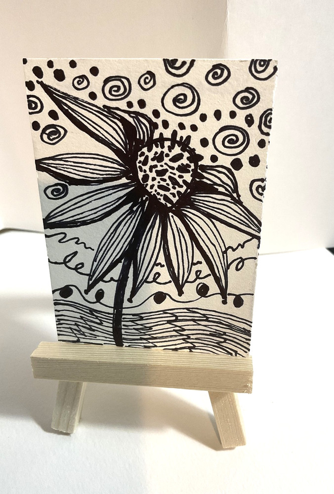 „Sunflower“ Original ink drawing trading card signed by artist