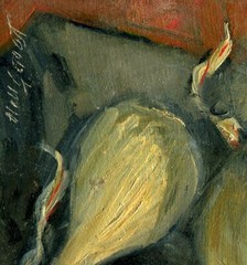 Shallots 4×4 in. Oil on archival wooden panel Hall Groat Sr.
