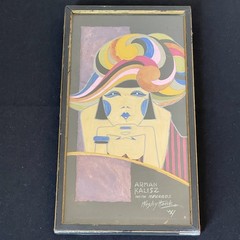 Vintage 1930s or 40s Art Nouveau Deco Female Figure Oil Painting Signed