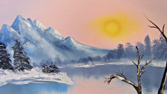 Winter Landscape Painting – K. Crabtree – 25″ x 22″ – Resin Frame – No Glass