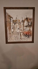 Vintage Boris Chezar (1913-2008) Sand & Oil Painting on Canvas 41″Lx29″H