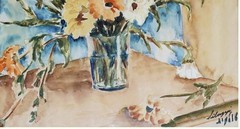 Shulamit Silagyi: Flowers in Glass Vase 1960s / Israeli Jewish Polish Modern