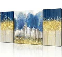 Large 10x20inch x 2pcs, 20x20inch x1pcs Modern Abstract Forest Canvas Wall Art