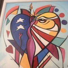 Alfred Gockel American Hearts Giclée Canvas 22×22″ Painting