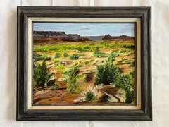 vtg original oil painting impressionist landscape Arizona Desert signed framed