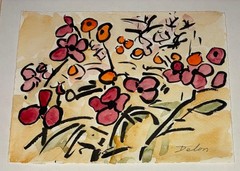 Original IVY DELON- Colorado Contemporary Floral Watercolor Framed/Matted/Signed