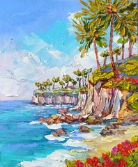 California Coast Original Oil Painting 30x24cm Impasto Art on Canvas Board
