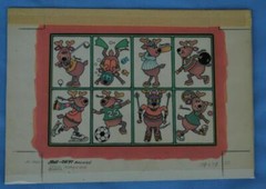 Vintage Original Illustration Art of Santa’s Eight Reindeer Playing Sports