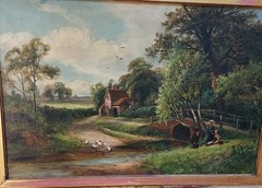 Rare Original River Fishing / Oil Painting / Robert John Hammond British ~ 1895
