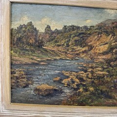 VTG 1945 Japanese Landscape Oil Painting Thick Paint Signed „Masaharu“ See Pics