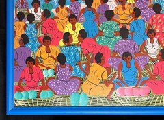 Oil Painting Portrait Haiti Haitian Ethnic Folk Art Portrait Marketplace Village