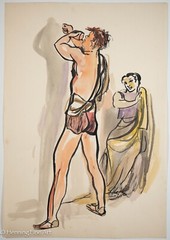 Beautiful Vintage Carl Shaffer Impressionist Painting Greek Mythology WPA 29