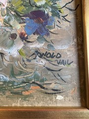 ARNOLD VAIL LISTED TEXAS ARTIST Impasto FLORAL OIL PAINTING ON CANVAS BOARD