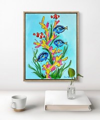 Original Fish Ocean Art 14×11 Canvas Bold Modern Expressionist Signed Wall Art