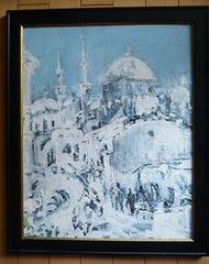 MERRILL PECK, MOSCOW RUSSIA RUSSIAN CITYSCAPE VINTAGE LANDSCAPE OIL MODERNISM