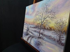 Ukraine Artist Original Winter Landscape Oil Painting Snowy Tree Wall Decor Gift