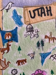 ACEO watercolor art by PJ, art card 2.5 x 3.5: UTAH STATE.