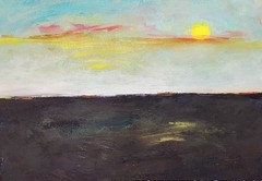 Elvi Original Landscape 8×10 Painting Heavy paper Acrylic Sunset
