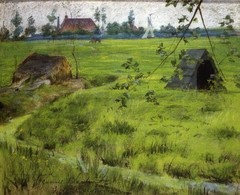 Oil painting A-Bit-of-Holland-Meadows-William-Merritt-Chase-oil-grass landscape