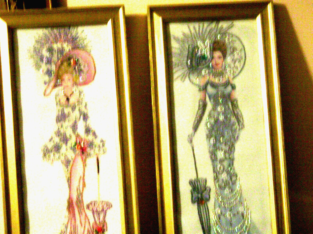 COMPLETED LADYES ART Diamond 2 Painting Rhinestone &Bead 26″x 13 1/2 Hand Made