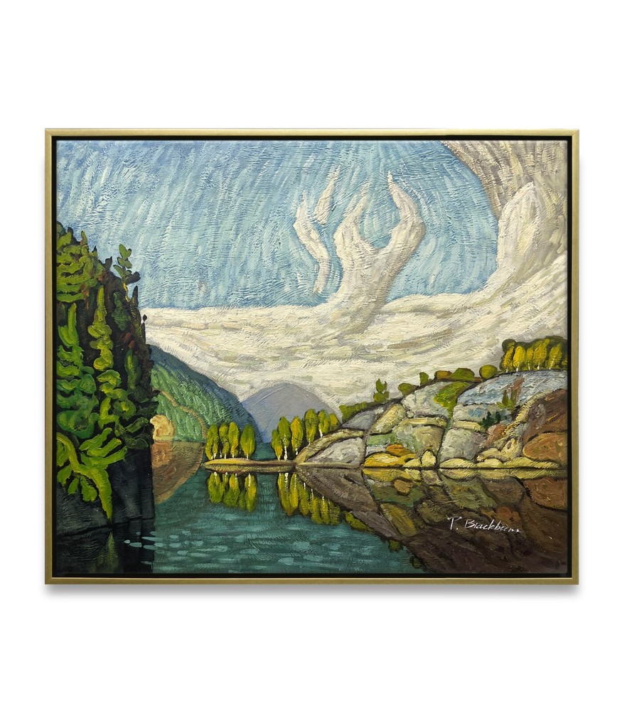 Hungryartist -Original Painting of River Landscape on Canvas 20×24 Framed