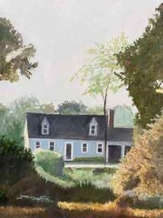 Virginia Home Fall on River Watercolor by George Parr Painted Virginia Symphony