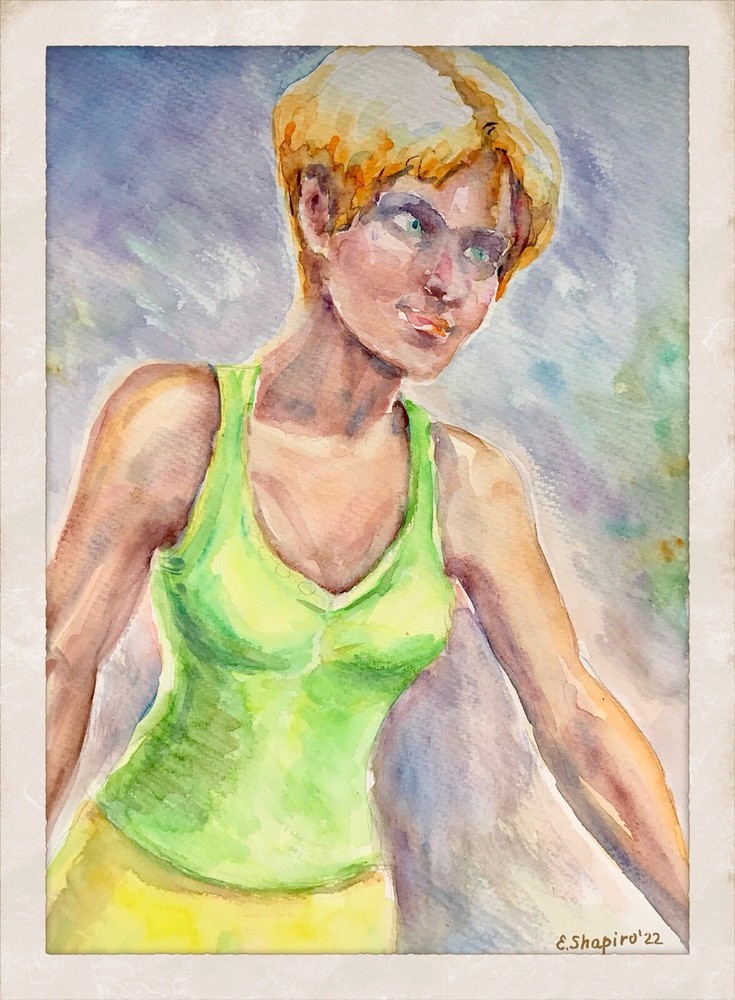 Watercolor Painting Female Portrait Original 11×15 Blond Woman Figurative Art
