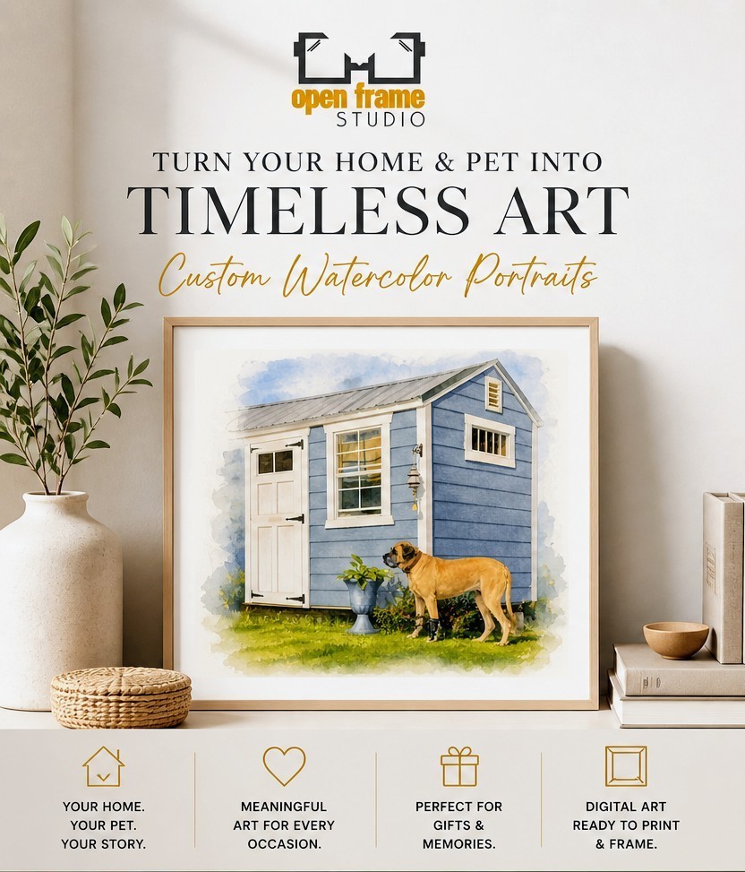 Custom Watercolor Home & Pet Portrait | Personalized Digital Art | House…