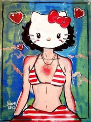 Surreal Hello Kitty 12×16 Original Acrylic Painting Canvas Wall Decor Pop Art
