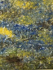 Orig Framed Oil Painting Texas Landscape with Bluebonnets, Charlotte Allen 25×21