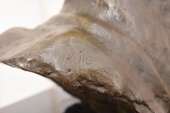 Bronze Deer Head Statue: Hunting Trophy on Marble Base
