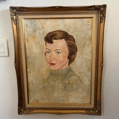 English Mid Century Framed Oil Painting Portrait of a Lady Signed by Bracciale