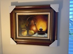 Vintage Original Kitchen Still Life Oil Painting Wood Frame Signed Wall Art