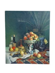 Reproduction Oil Painting A Tazza of Peaches, Fruit in a Bowl and Bottles on…