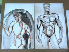 1960s GAY INTEREST ORIGINAL WATERCOLOR PAINTINGS NUDE MEN 32×20 LATTIMER 3