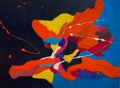Medium size wall art abstract painting multi colored and fun “ Butterfly“