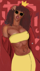 ACEO Digital Oil Painting – she’s Looking stylish 2.5×3.5