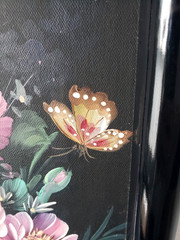 Vintage Oil on Canvas Framed Dark Floral & Butterflies Signed Picture 12″ x 10″