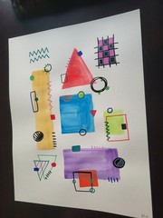 Elvi Abstract Art 11×14 Painting on Heavy Paper Mixed Media Modern Art