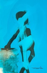 Tonito Original Painting.STUDIO in Blue.Unique Organic artwork.Otherworldly art