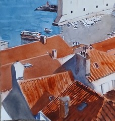 Original Painting in Watercolor View Of Dubrovnik, Croatia“ 16″x 12″
