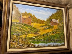 Large Geo Yeingst 1983 „The Old Homestead“ Oil Painting – Signed And Framed