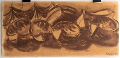 Expressionism Boats on the Beach Study Unknown Signed Watercolor 1960