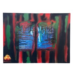 Jean Michel Basquiat Style Painting On Canvas 24” X 18” September 2005 Germ