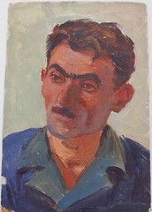 Socialist Realist Painting,Soviet Armenian Laborer,Yerevan Armenia 1950s