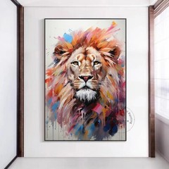Big Original handmade lion oil painting on canvas large animal For Home Wall Dec
